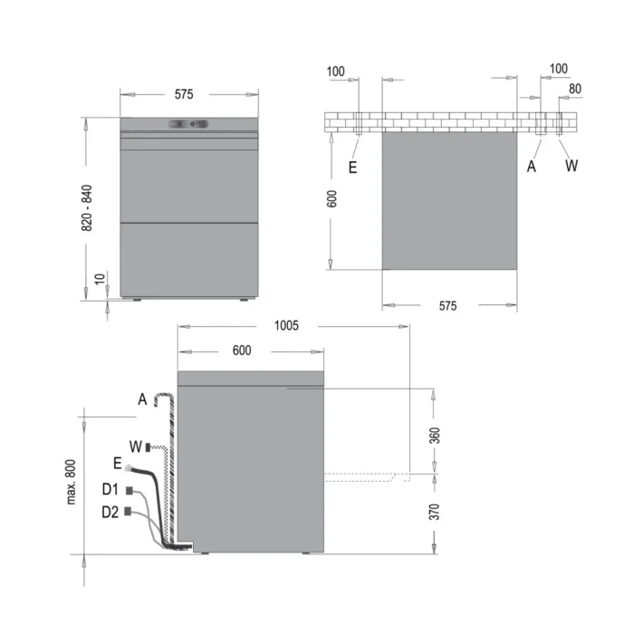 Geschirrspülmaschinen U 530-1 - technische-zeichnung