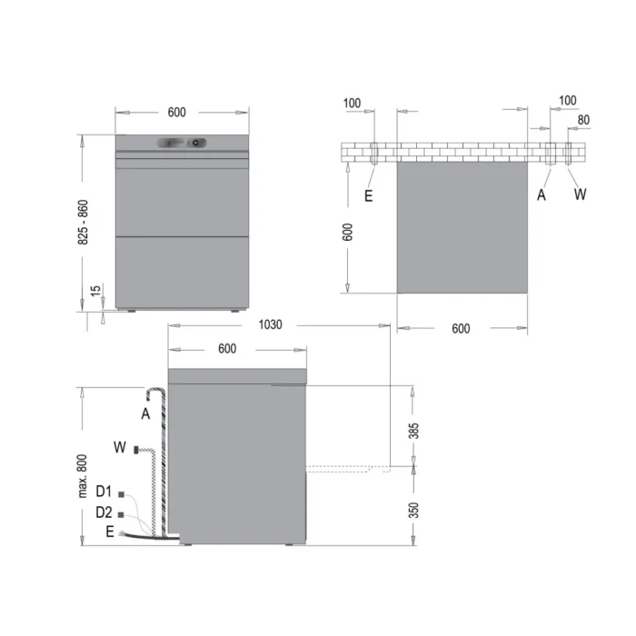 Geschirrspülmaschinen U 540 - technische-zeichnung