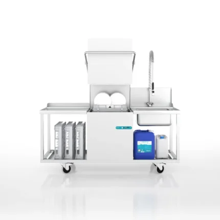 Spülmobil H50-V2 mit Maschine H-530-1 und Schlauchpendelbrause frontal